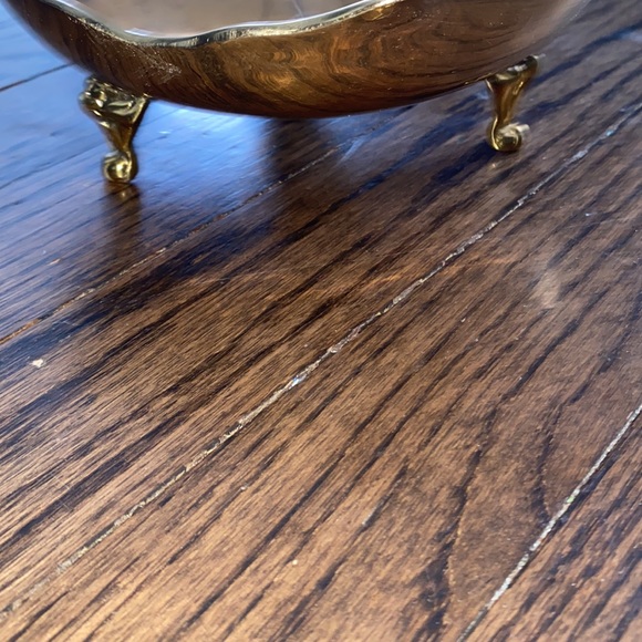 MCM Brass Leaf Bowl with Ornate Legs - Picture 5 of 7